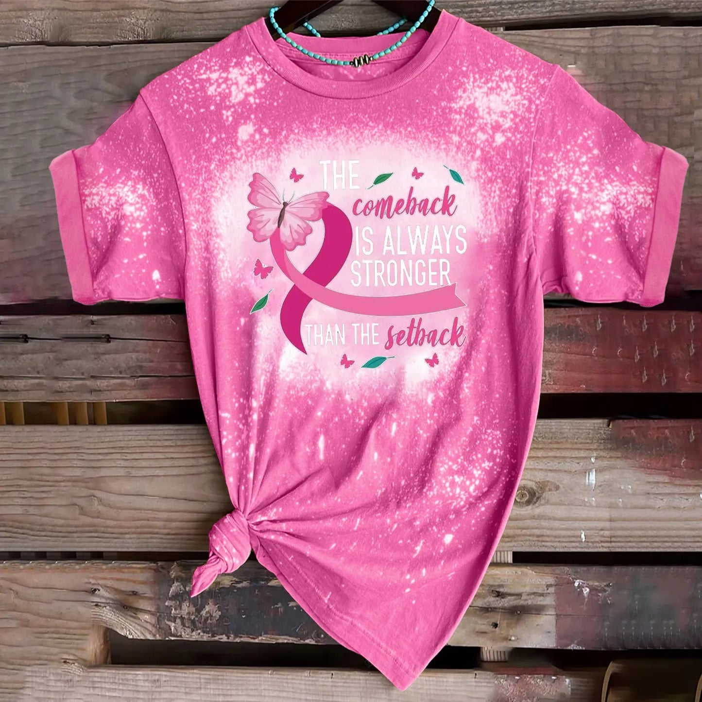 Breast Cancer Awareness Print Short Sleeve T-Shirts