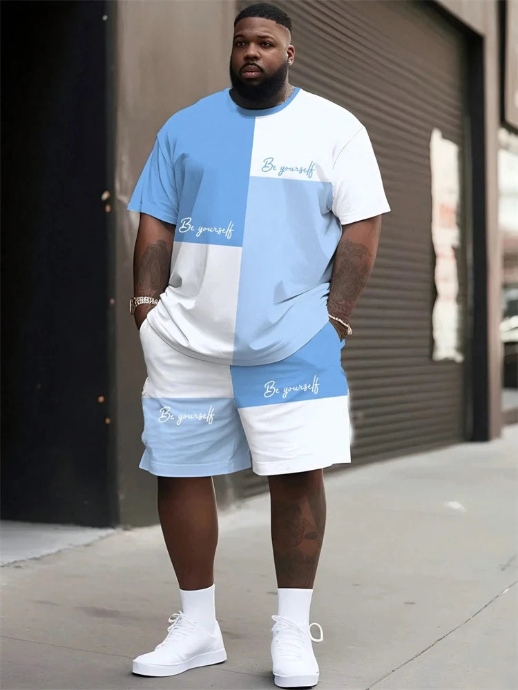 Oversized Men's 3D Print T-Shirt + Shorts Two-Piece Set to 6X Big & Tall