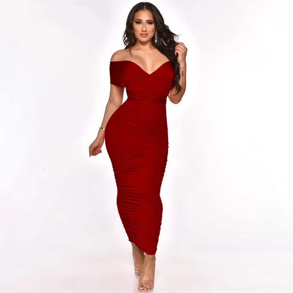 Camisole V-Neck Ruched Bow Strap Backless Design Maxi Dress