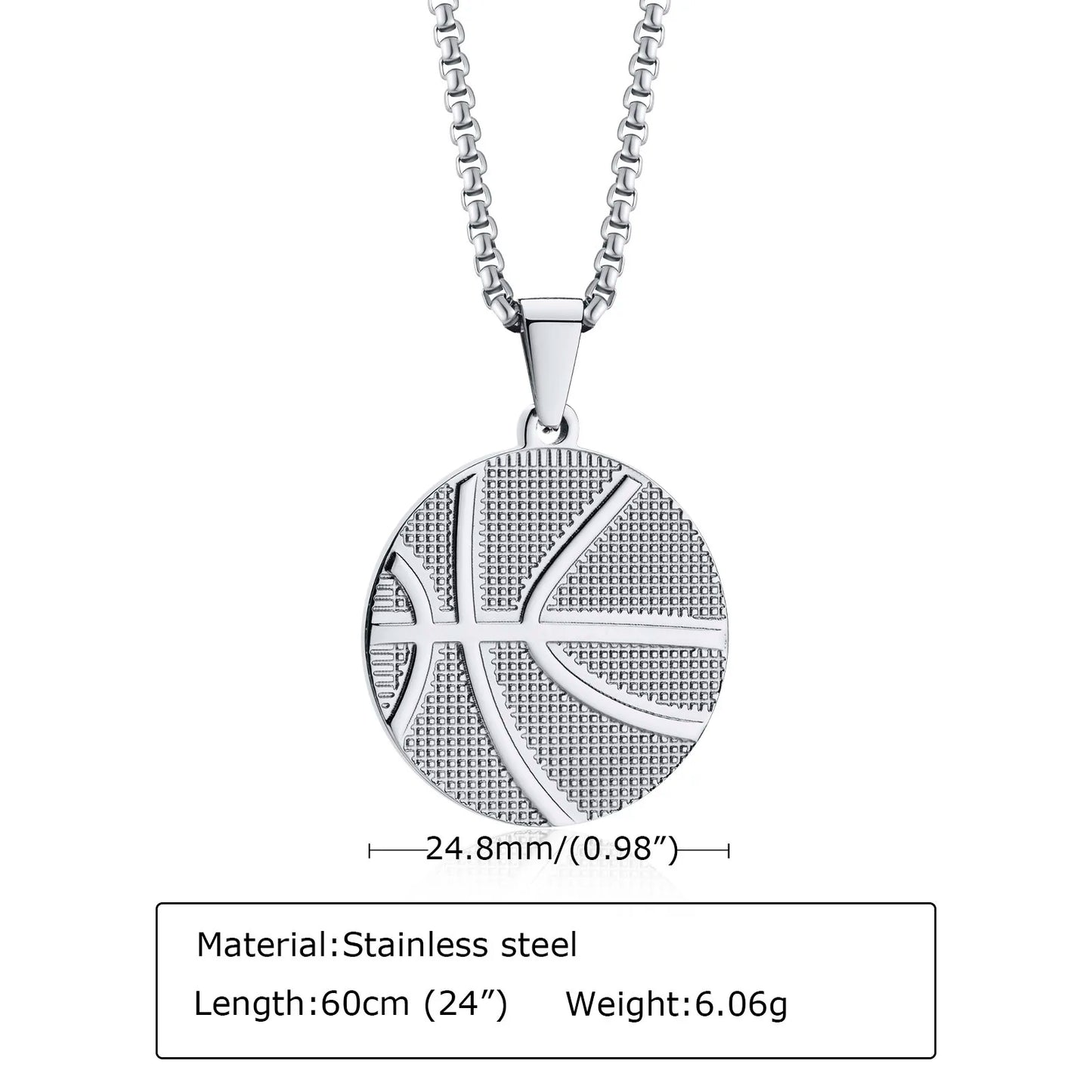 Basketball Pendant Necklace Stainless Steel Box Neck Collar Necklace Chain