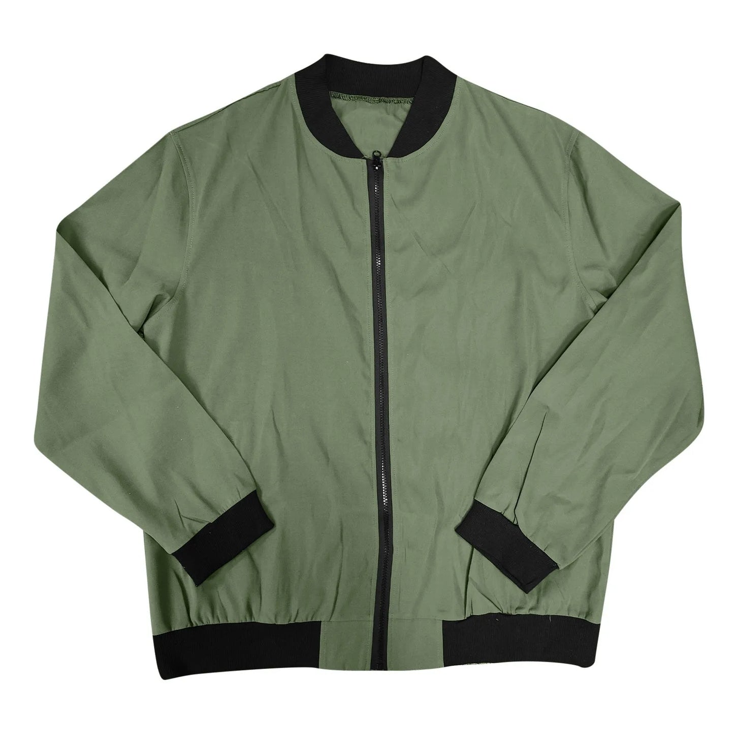 Mandarin Collar Women's Zipper Cargo Pocket Sleeve Design Bomber Jacket