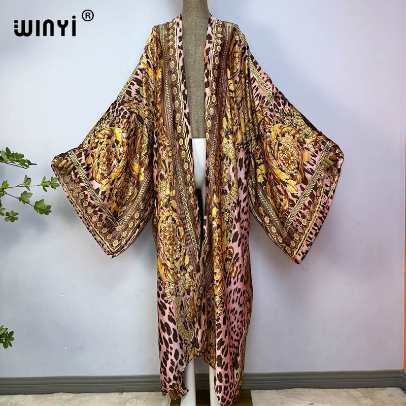 Bohemian African Batwing Sleeve Silk Maxi Cardigan Dress