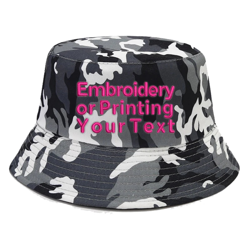 CUSTOMIZED Unisex Embroidered Text Personalized Design Cotton Bucket Fisherman Hat