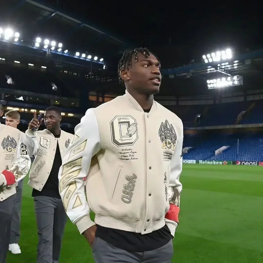 Retro Men's Streetwear Hip-Hop Letter Print Embroidered Baseball Varsity Bomber Jacket