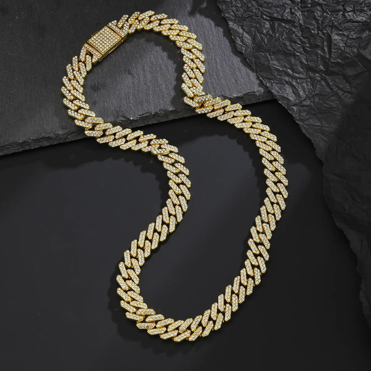 "Real Hasta la Muerte" OR $ Sign Rhinestone Pendant Hip-Hop Letter 13MM Cuban Chain Necklace