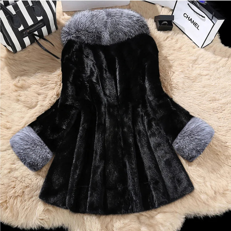 Women's Faux Fur Collar Velvet Coat