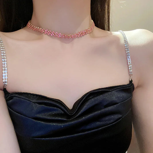 Rhinestone Geometric Crystal Choker