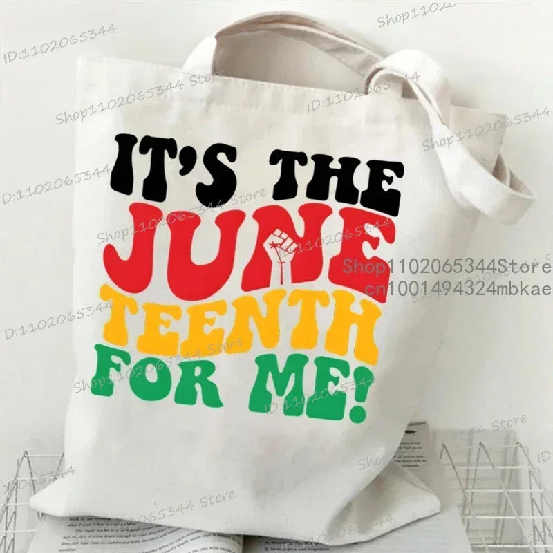 Its Juneteenth For Me/1865 Juneteenth/Juneteenth Heart/I Am Black History/Love Canvas Large Capacity Shopping Tote Bag