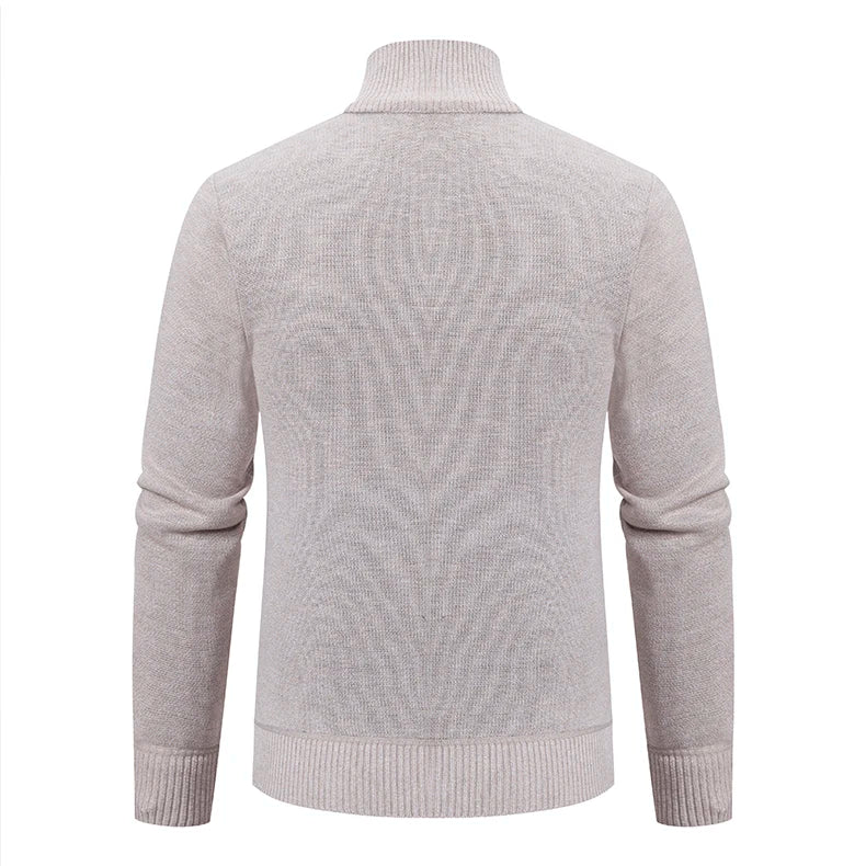 Men's Stand Collar Knitted Cardigan Zipper Sweater Jacket