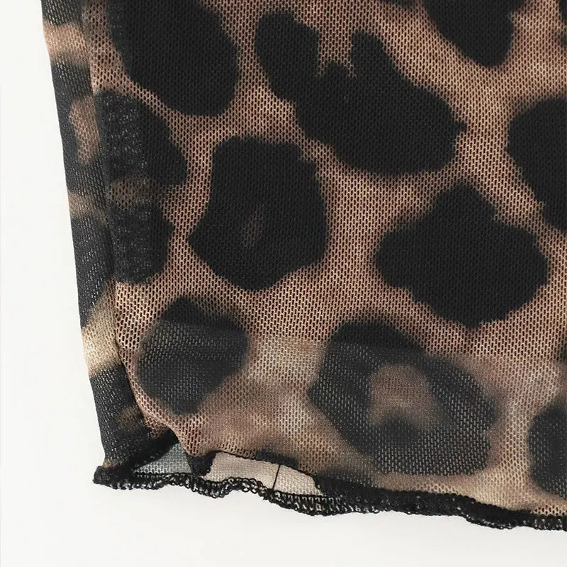 Leopard Print Off-the-Shoulder Streetwear Long Sleeve O-Neck Women's Shirt