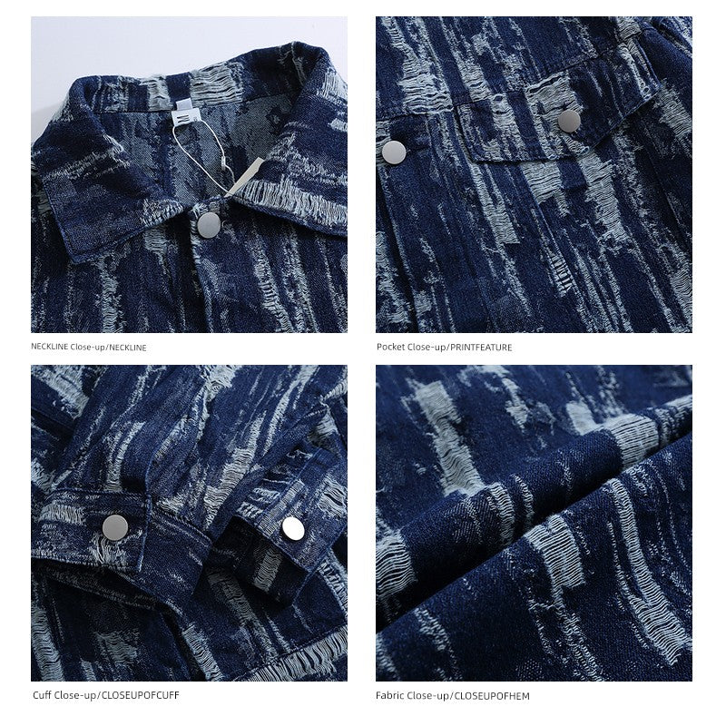 Men's Geometric Loose Denim Jean Jacket