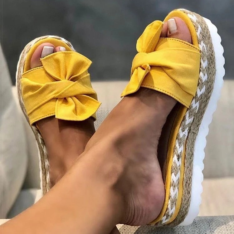 Butterfly Knot Platform Slipper Sandals