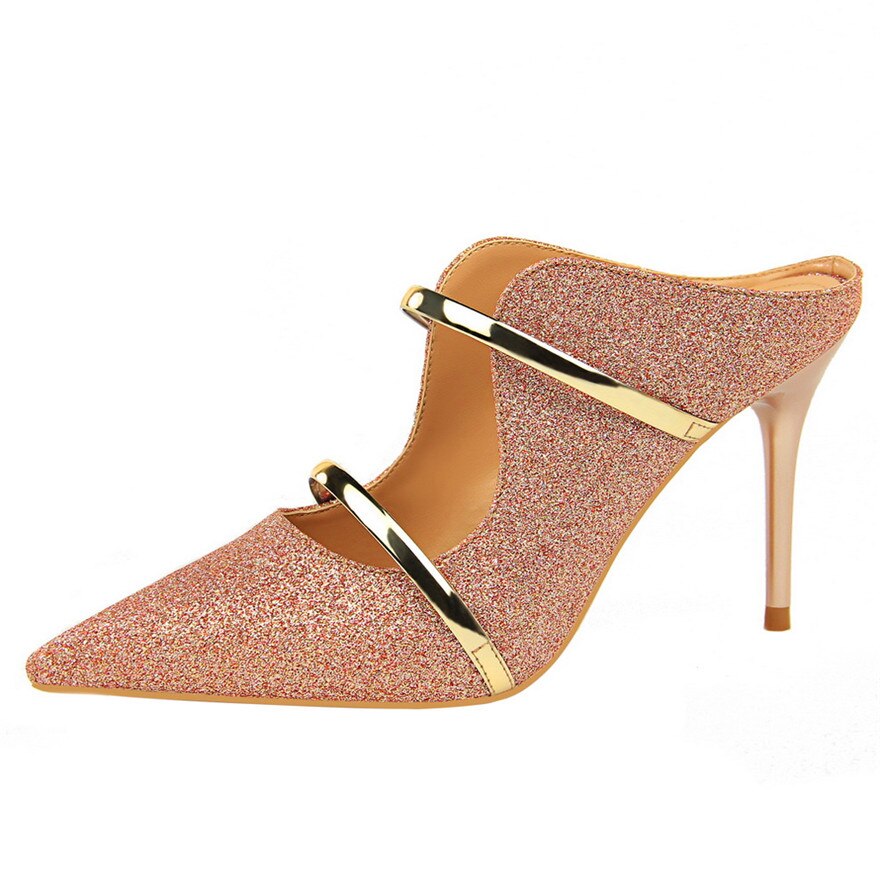 Sequined Cloth Pointed Shallow Thin Temperament Pumps