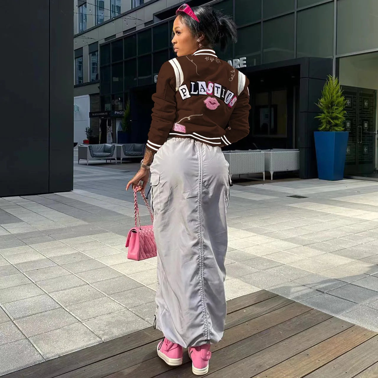 Patchwork Varsity Colorblock Women's Streetwear  Lightweight Letterman's Jacket