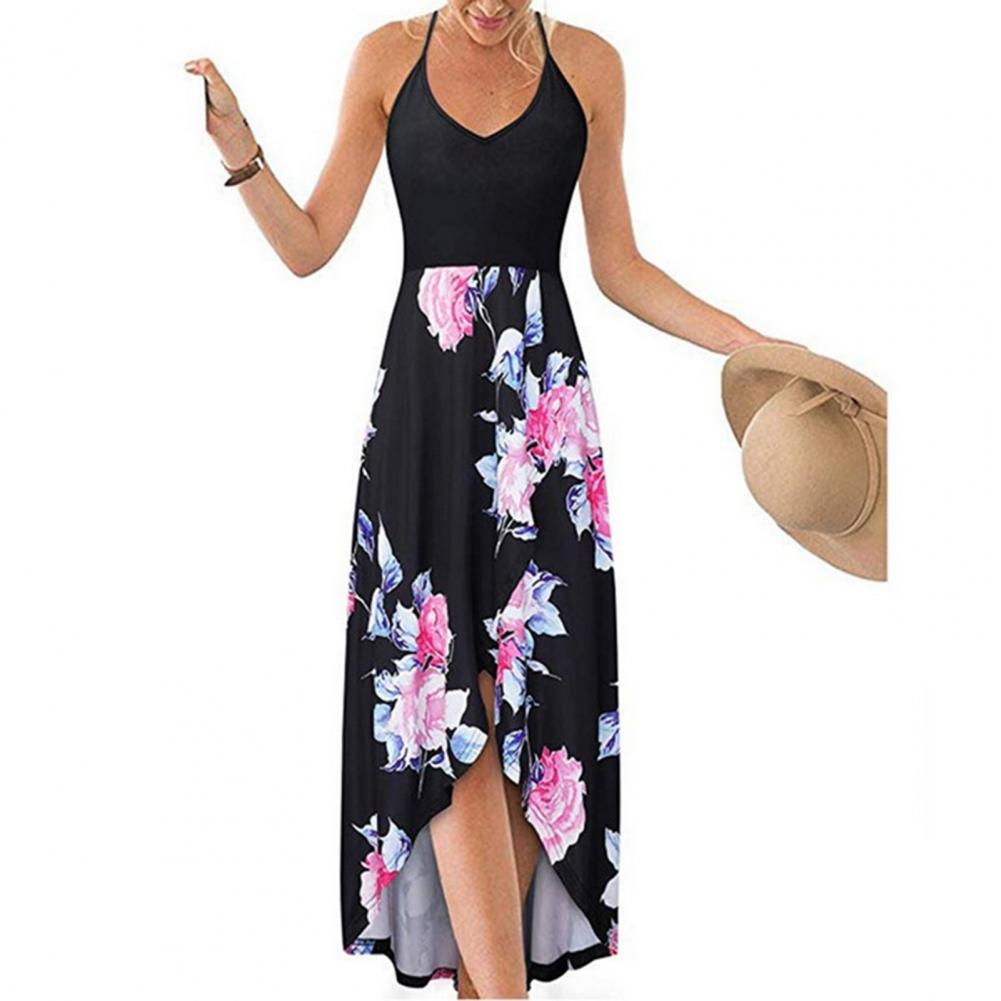 Floral Patchwork Halter V-Neck Sundress to 5X Plus