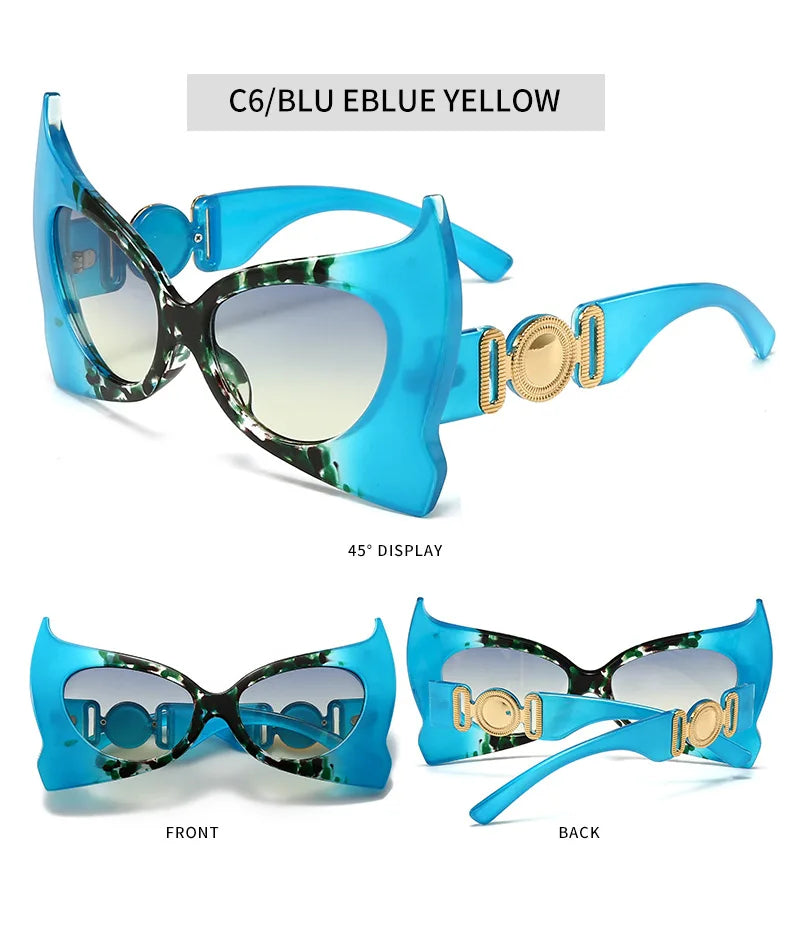 Oversized Pointed Cat Eye Vintage Designer UV400 Luxury Sunglasses