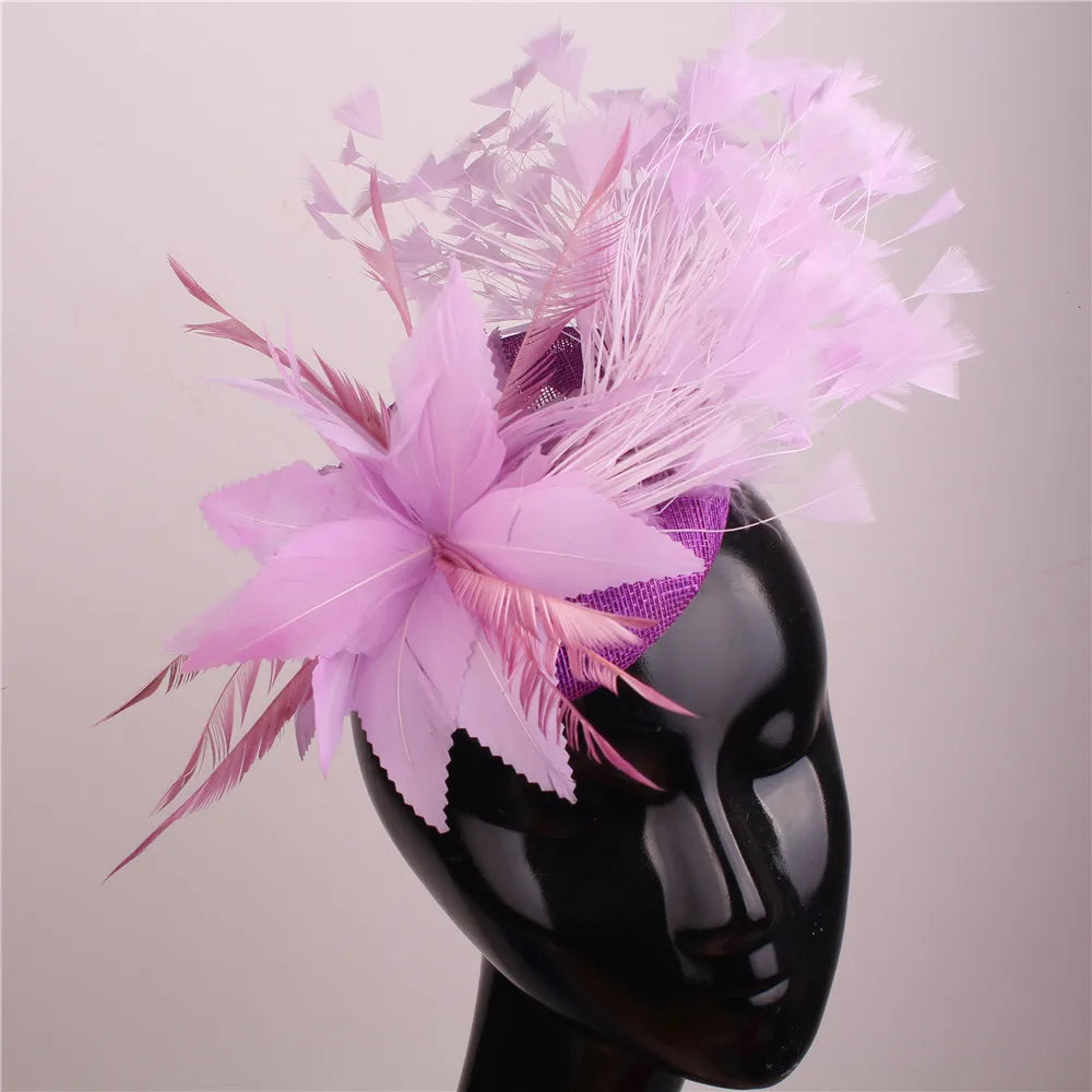 Floral Feather Detail Church/Wedding/Kentucky Derby Women's Fascinator Fedora Hat