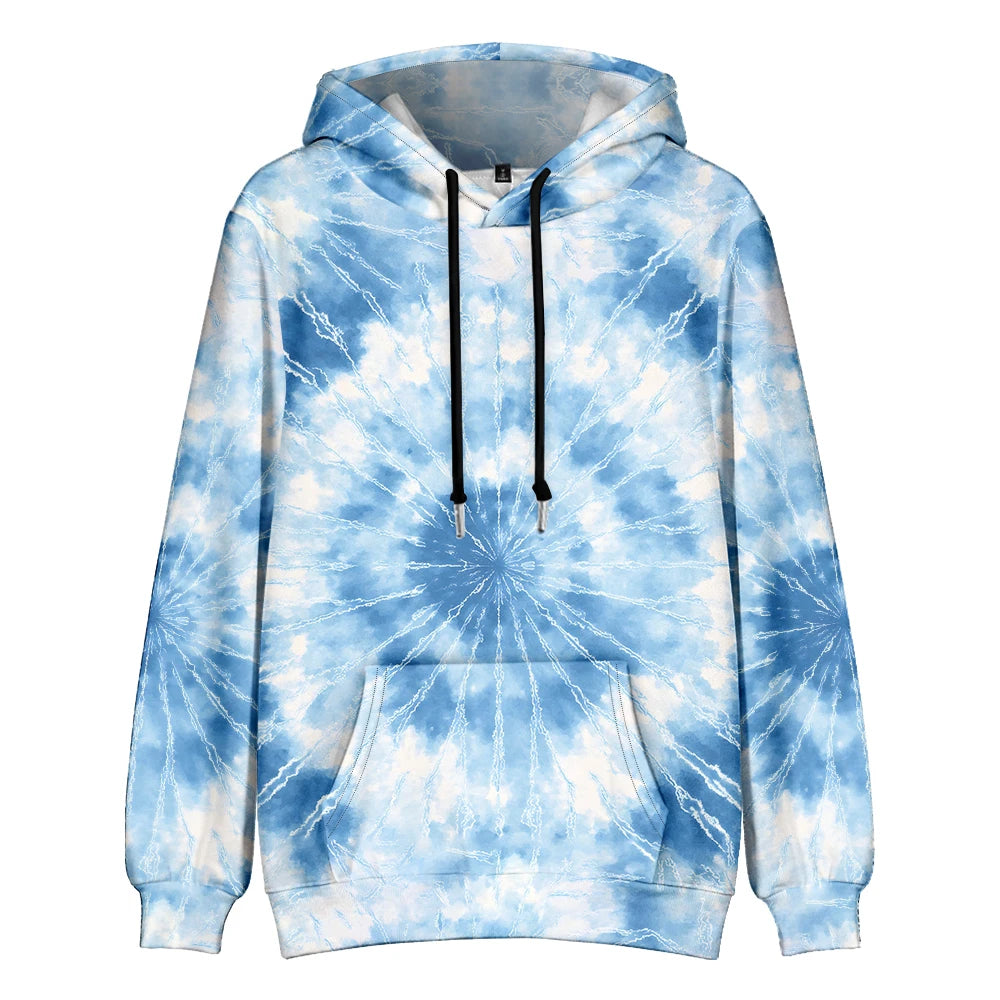 Men's Gradient Tie Dye Streetwear Pocket Oversized Pullover Hoodie Sweatshirt