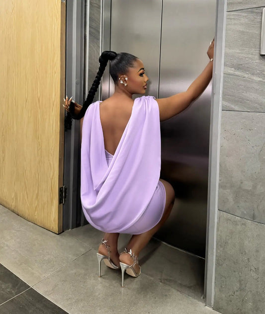 Satin African Sleeveless Ruched Draped Ruffled Tiered Formal Mini Party Dress to 3X Plus Size - All Custom Colors Available