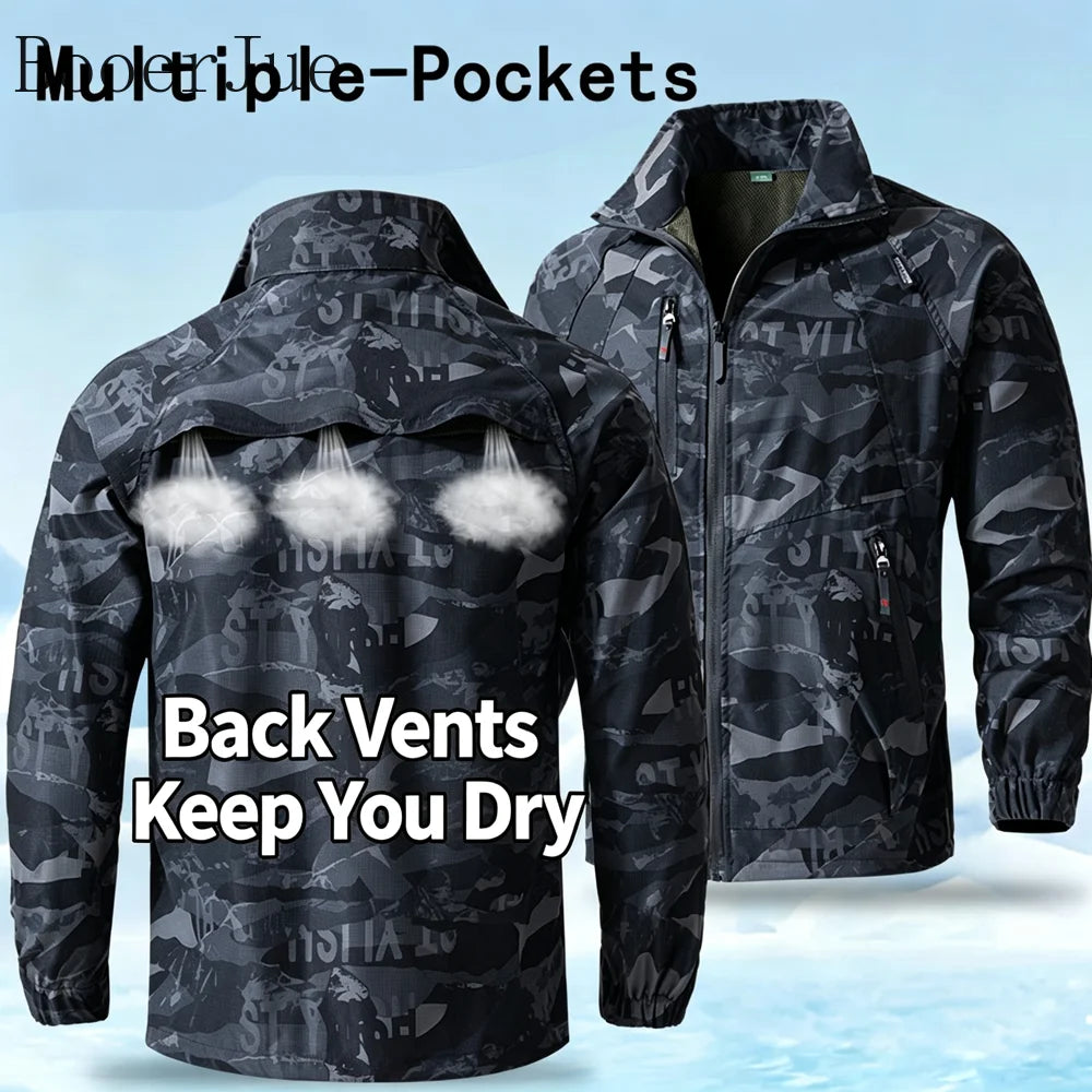 Men's Camoflauge Zipper Jacket + Drawstring Pants Tracksuit