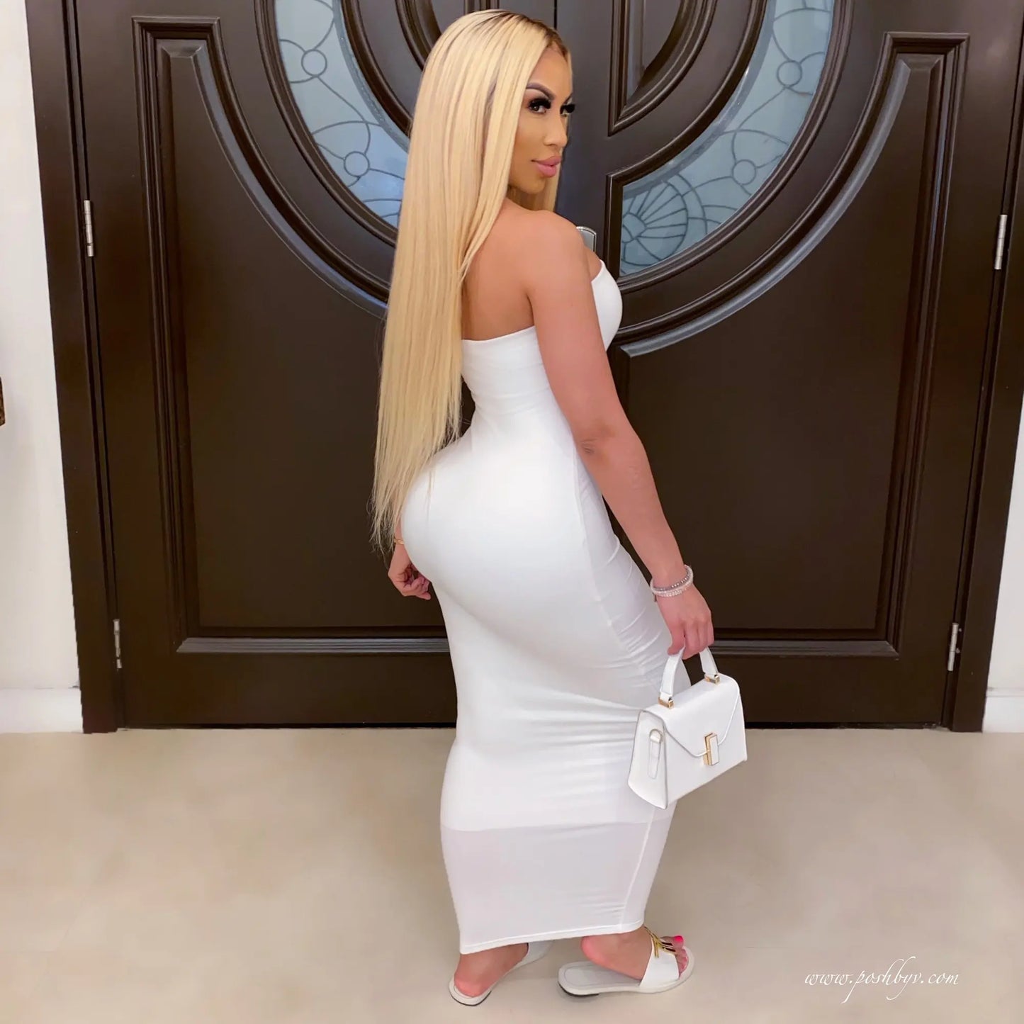 Sleeveless Solid Color Tube Maxi Dress Dress