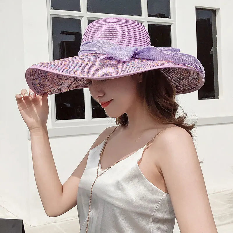 Oversized Straw Fedora Hat w/ Bow