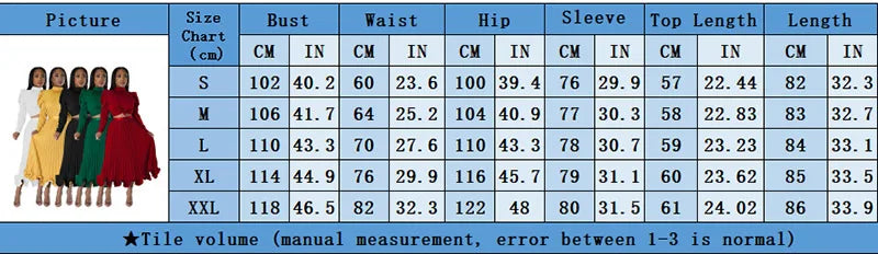 Women’s Solid Color O-Neck Lantern Sleeve Blouse + A-Line Flounce Formal Pleated Maxi Skirt w/ Sash Belt 2-Piece Set