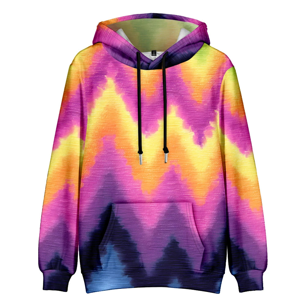 Men's Gradient Tie Dye Streetwear Pocket Oversized Pullover Hoodie Sweatshirt