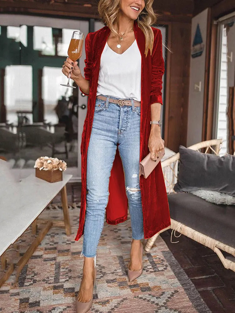 Velvet Women's Elastic Loose Maxi Kimono Cardigan