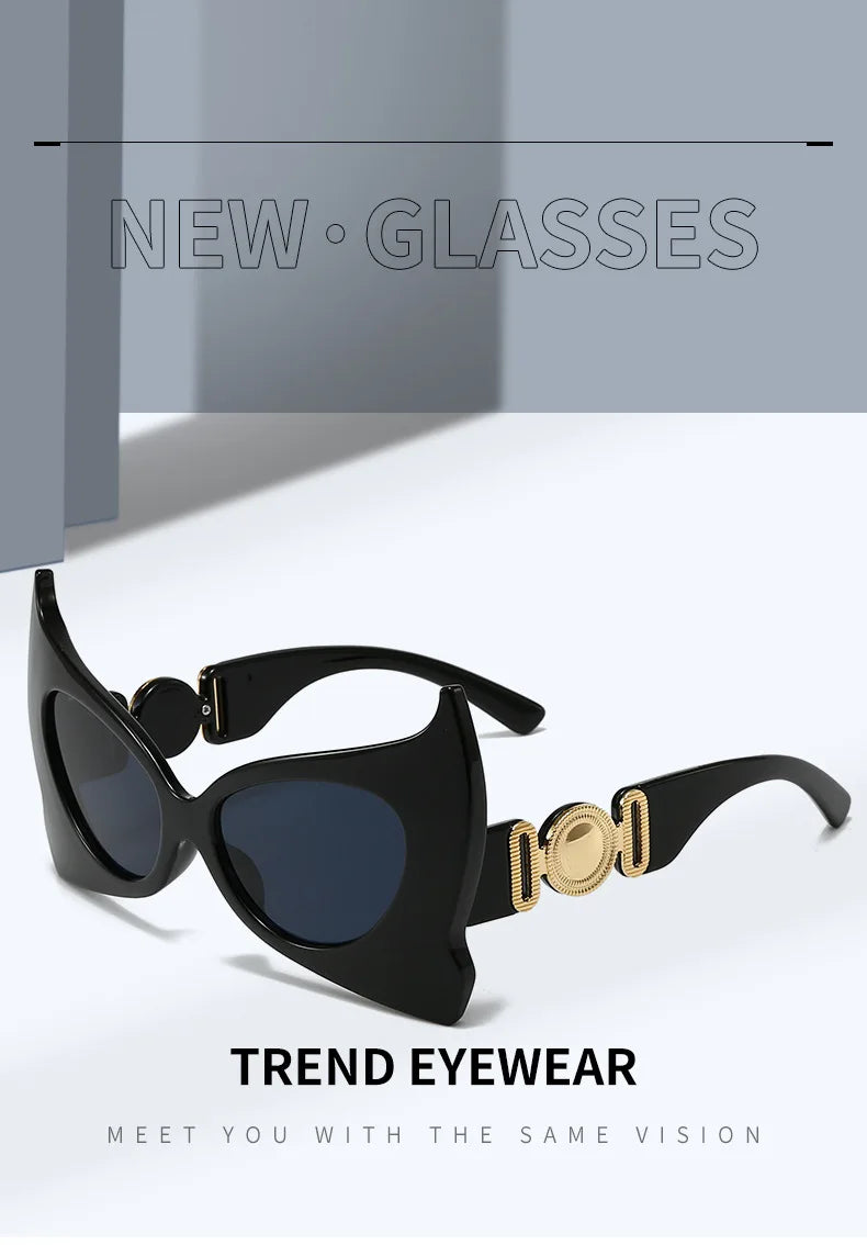 Oversized Pointed Cat Eye Vintage Designer UV400 Luxury Sunglasses