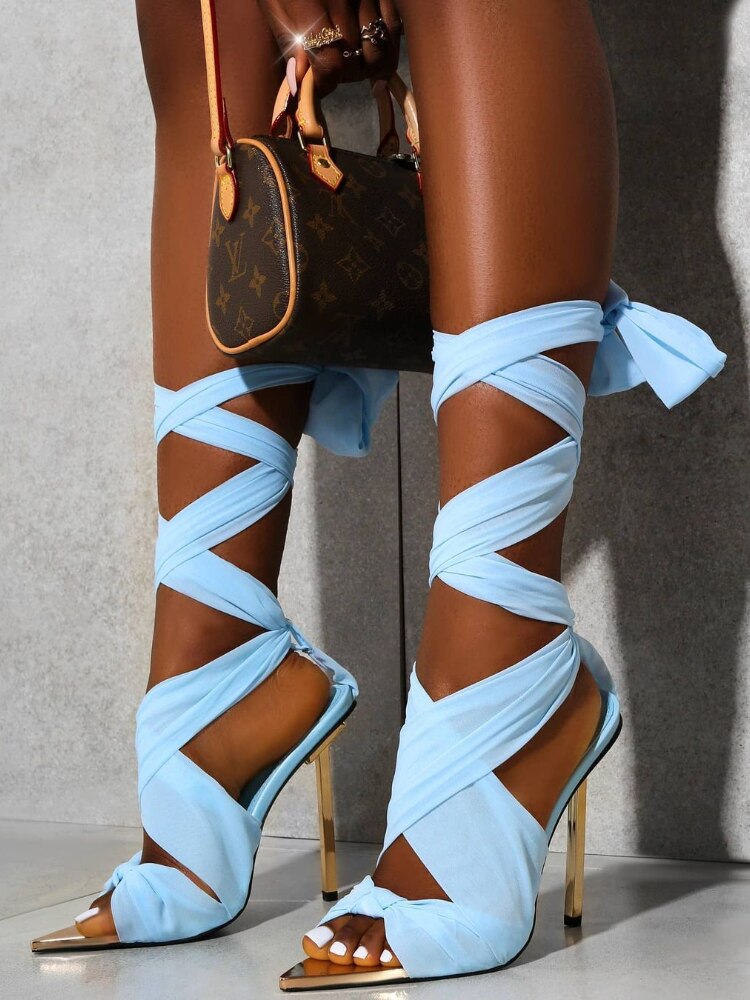 Lace Up Crisscross Stiletto Sandals