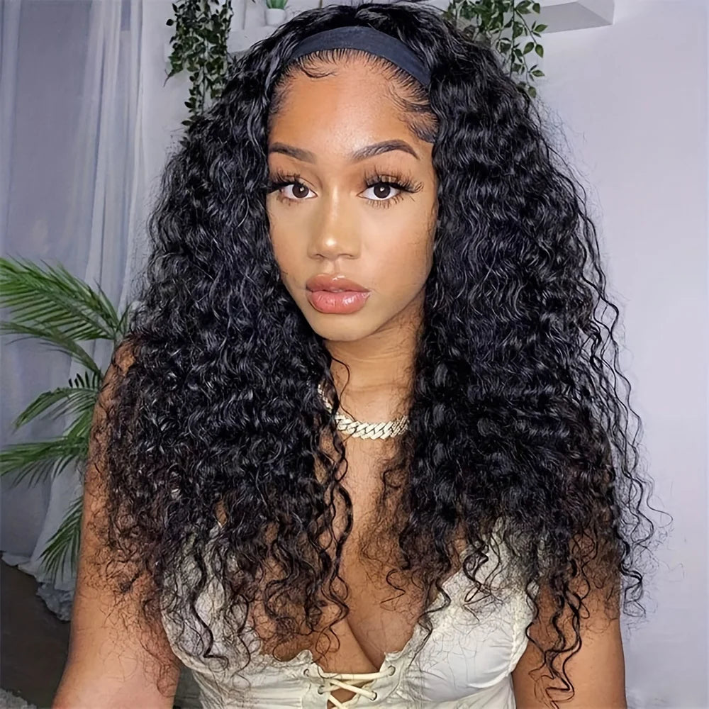 Water Wave 100% Human Hair Remy Headband Wig