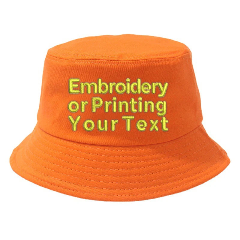 CUSTOMIZED Unisex Embroidered Text Personalized Design Cotton Bucket Fisherman Hat