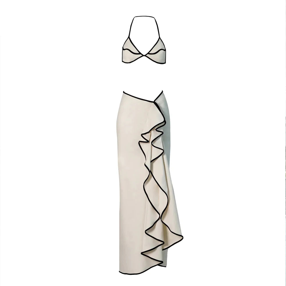 Micro Bikini Swimsuit + Swimsuit Cover-Up Women's 3-Piece Swimwear Set