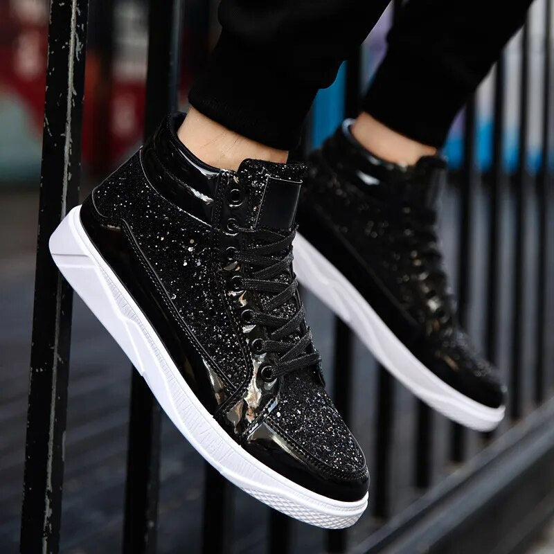 Metallic Glitter Men's Hightop Ankle Boot Sneakers