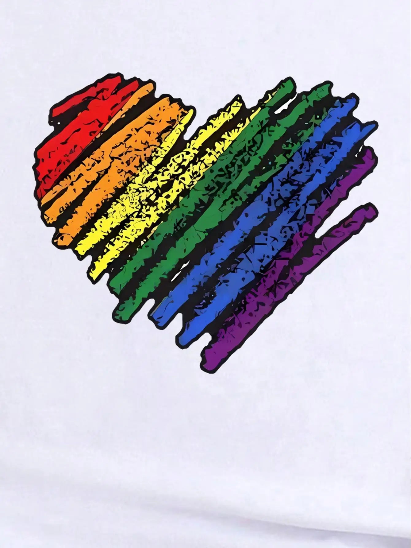 White Rainbow Heart Graphic Print Short Sleeve Women's Cotton T-Shirt