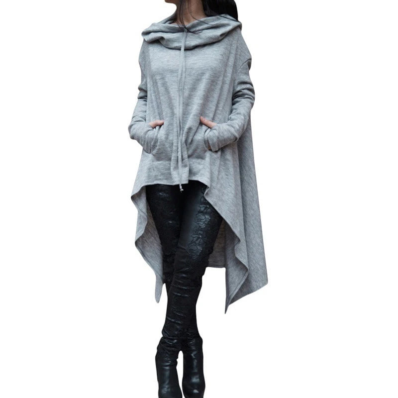 Oversized Pullover Solid Women's Maxi Hooded Sweatshirt w/ Front Pocket to 4X Plus Size