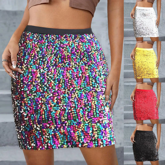 Metallic Sequined Mesh Elastic Waist Mini Tutu Skirt