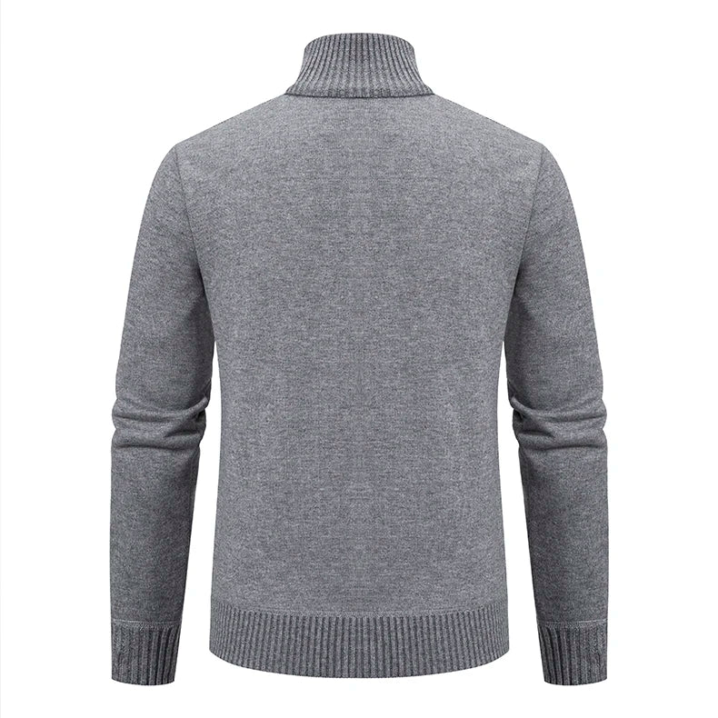 Men's Stand Collar Knitted Cardigan Zipper Sweater Jacket