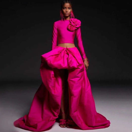 Asymmetrical Maxi Ruffled Bubble Puffy Zipper Waist High-Low Prom/Party Floor-Length Skirt to 3X Plus Size - CUSTOM COLORS AVAILABLE!