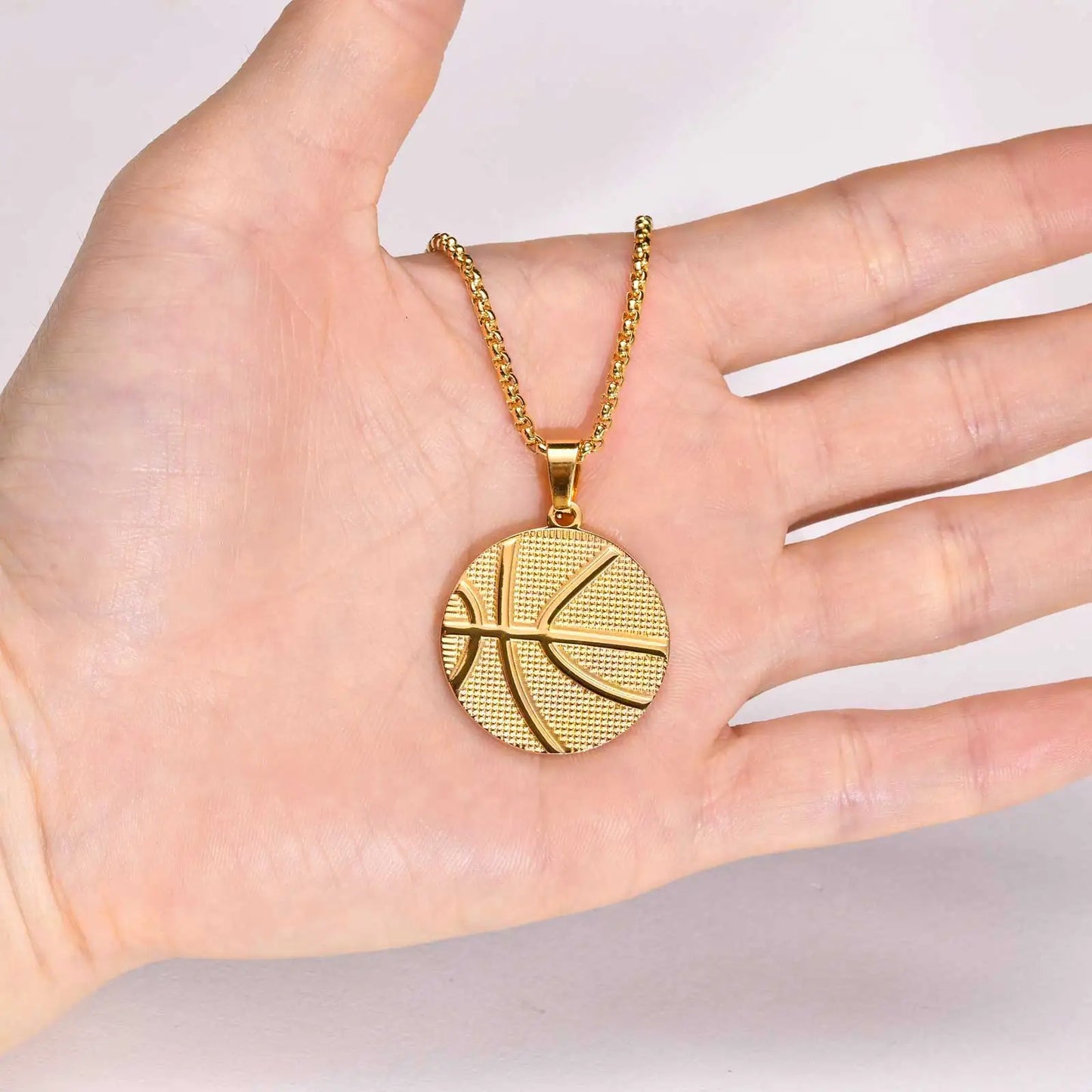 Basketball Pendant Necklace Stainless Steel Box Neck Collar Necklace Chain