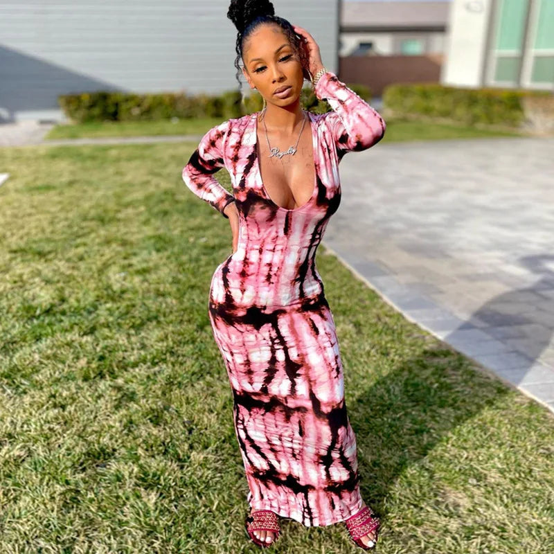 Sleeveless Tube Top Design/Long Sleeve Striped Colorblock Printed Bandage Skinny Maxi Dress