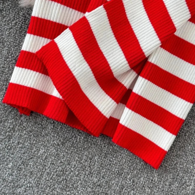 Sleeveless Striped Spaghetti Strap Stretch Knitted Bodycon Maxi Dress
