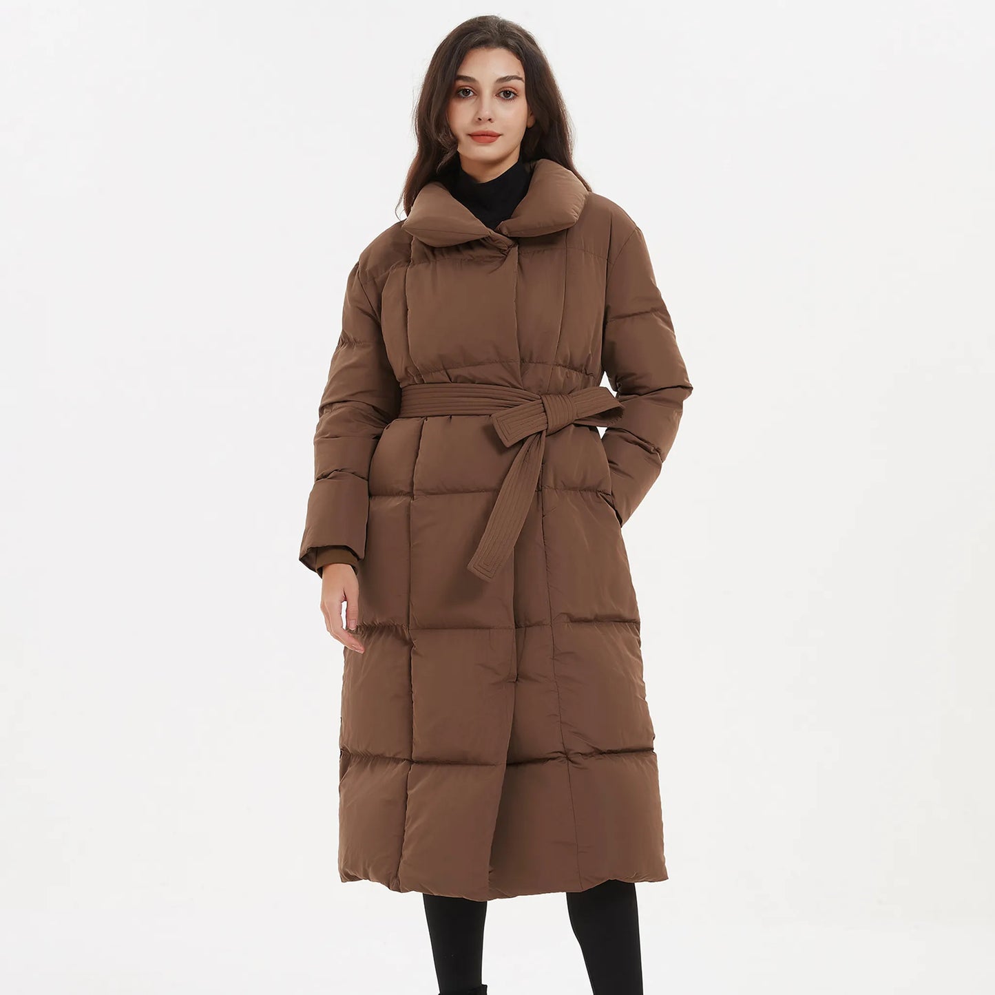 Quilted Solid Covered Button Women's Tie Belt Trenchcoat