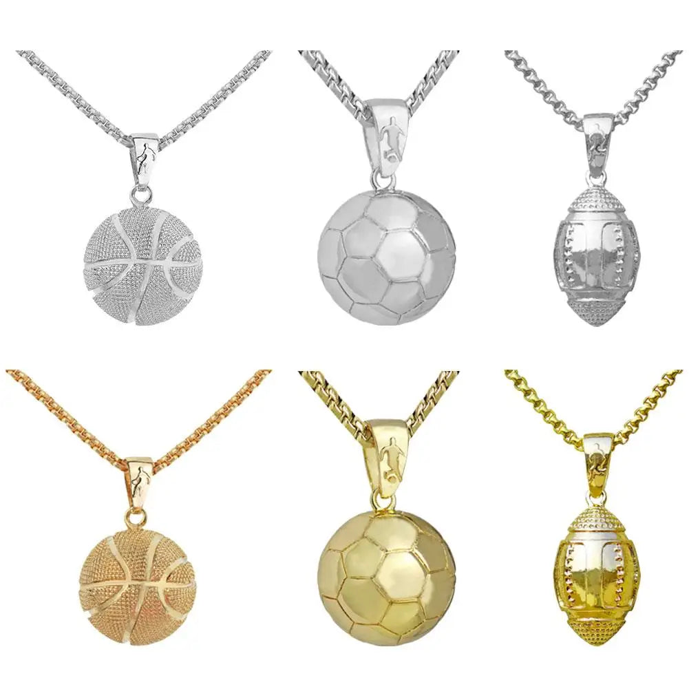 Basketball/Football/Soccer Stainless Steel Sports Pendant Chain Necklace