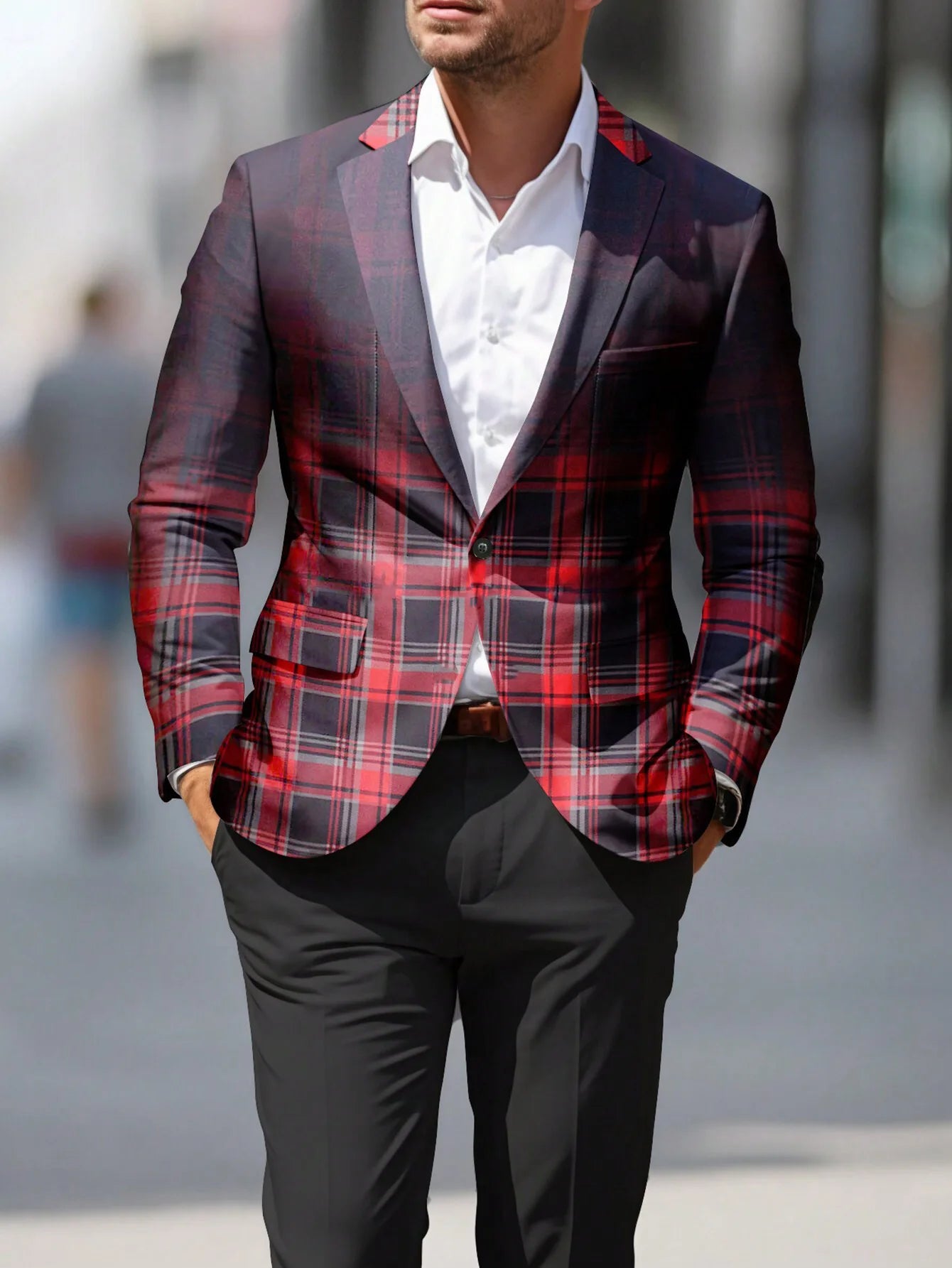 Men's Colorblock Contrast/Plaid/Sparkling Glitter Assorted Single Breasted Blazer Jackets to 5X Big & Tall