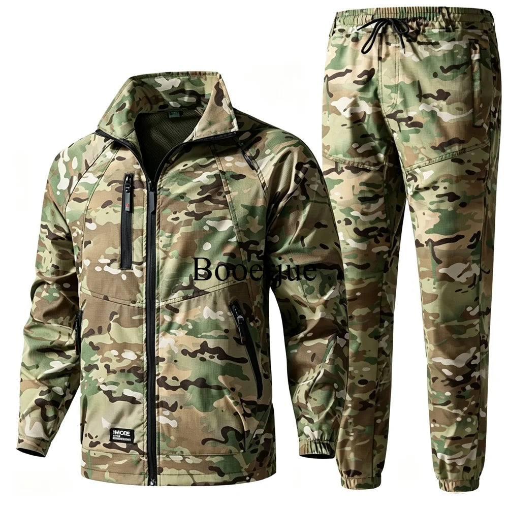 Men's Camoflauge Zipper Jacket + Drawstring Pants Tracksuit
