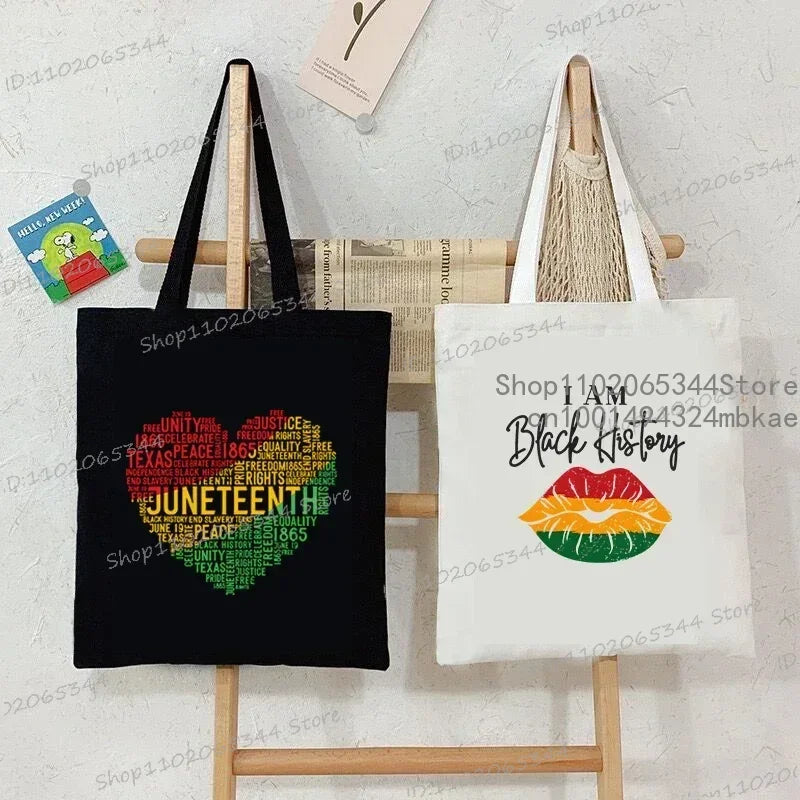 Its Juneteenth For Me/1865 Juneteenth/Juneteenth Heart/I Am Black History/Love Canvas Large Capacity Shopping Tote Bag