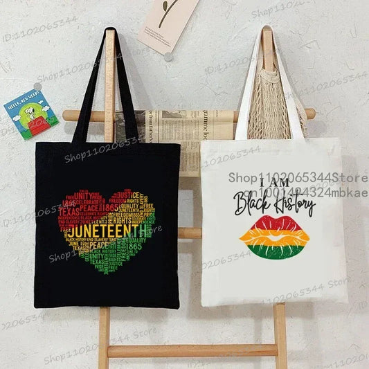 Its Juneteenth For Me/1865 Juneteenth/Juneteenth Heart/I Am Black History/Love Canvas Large Capacity Shopping Tote Bag
