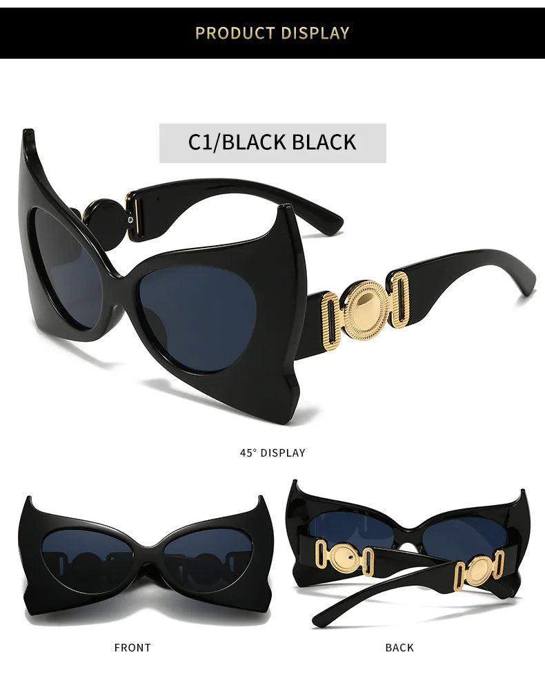 Oversized Pointed Cat Eye Vintage Designer UV400 Luxury Sunglasses